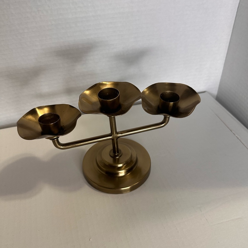 Threshold Studio McGee 3 Arm Taper Candle Holder Antique Brass 4 1/2"H - Picture 1 of 5